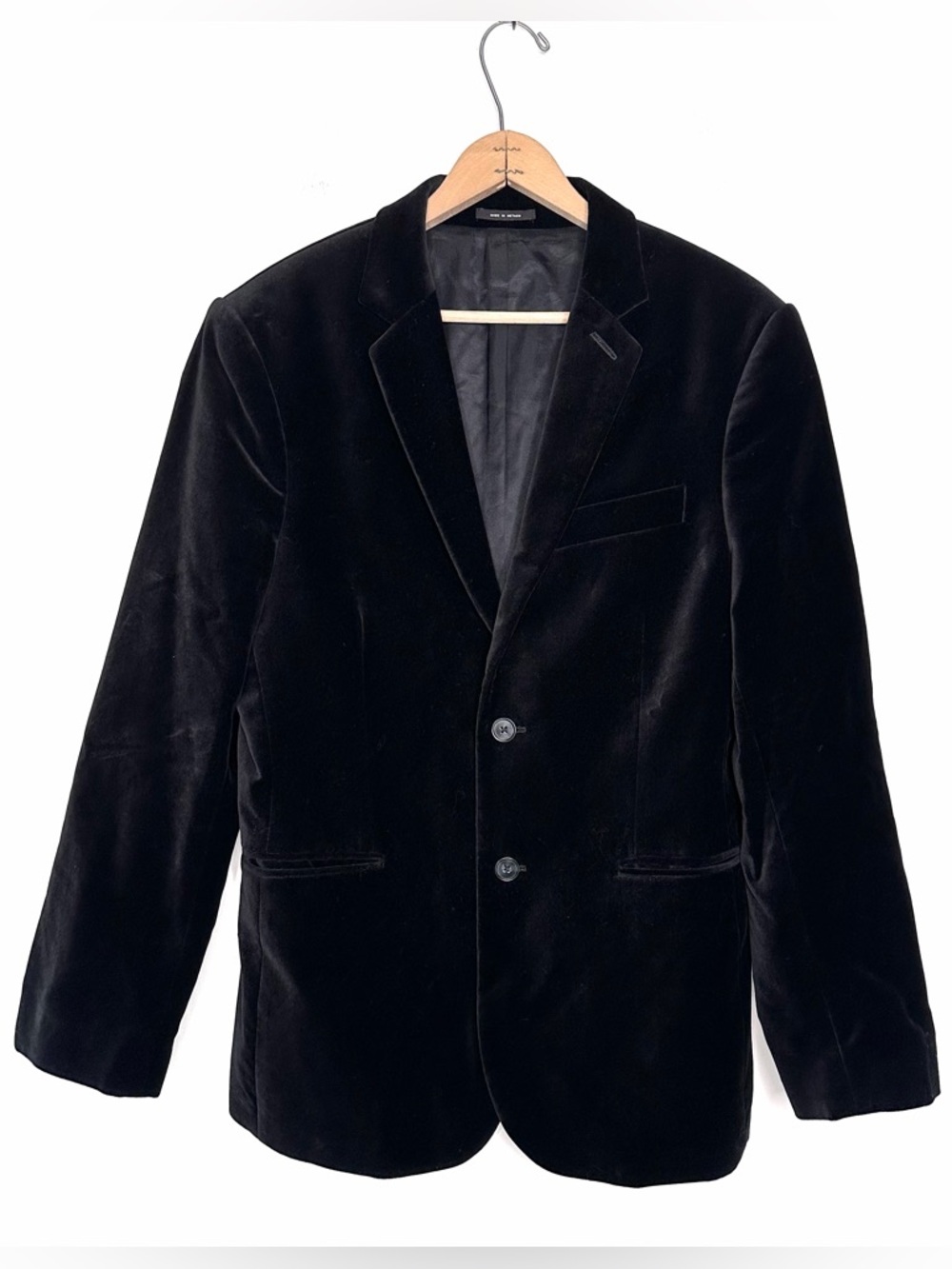 Express Men’s Black Velvet 2 Button Closure Blazer Size 38S